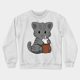 Black Stripped Cat Iced Coffee Crewneck Sweatshirt